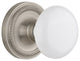 Rope Rosette Passage White Porcelain Knob, Satin Nickel