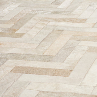 Cowhide Patchwork Rug, Plutus, Neutral, 6'x9'