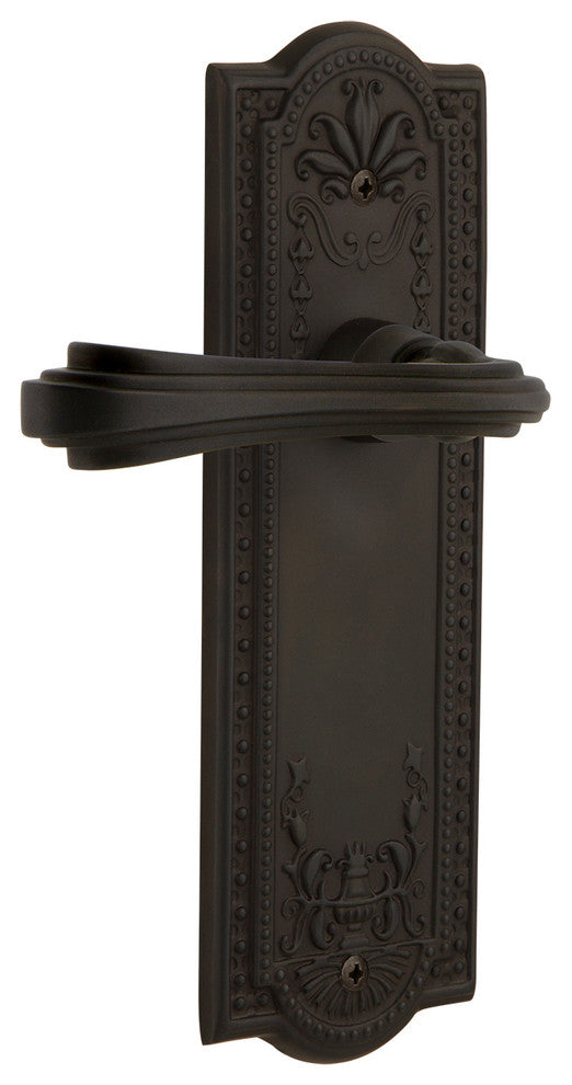 Meadows Plate With Fleur Lever, Oil-Rubbed Bronze, Double Dummy, Non-Handed