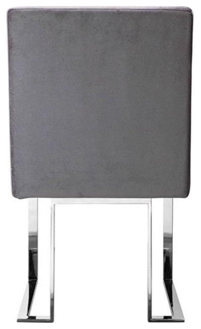 Pangea Home Dexter 18.5" Velvet & Steel Metal Side Chair in Silver (Set of 2)