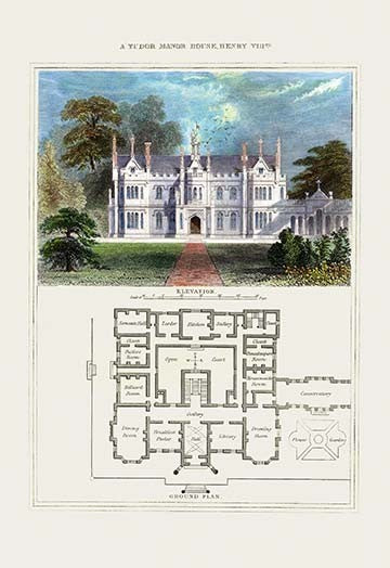 A Tudor Manor House, Henry VIII #2- Gallery Wrapped Canvas Art 28" x 42"
