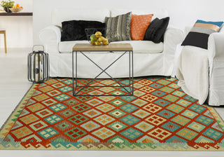 Sangat Flatweave Morris Red/Beige Rug, 6'9 x 9'9