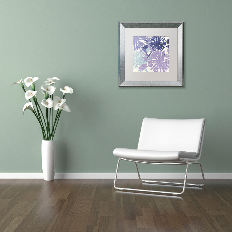 Color Bakery 'Blue Curry II' Matted Framed Art, Silver Frame, White Mat, 11x11