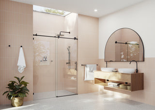 56-60"x78" Frameless Sliding Shower Door, Matte Black