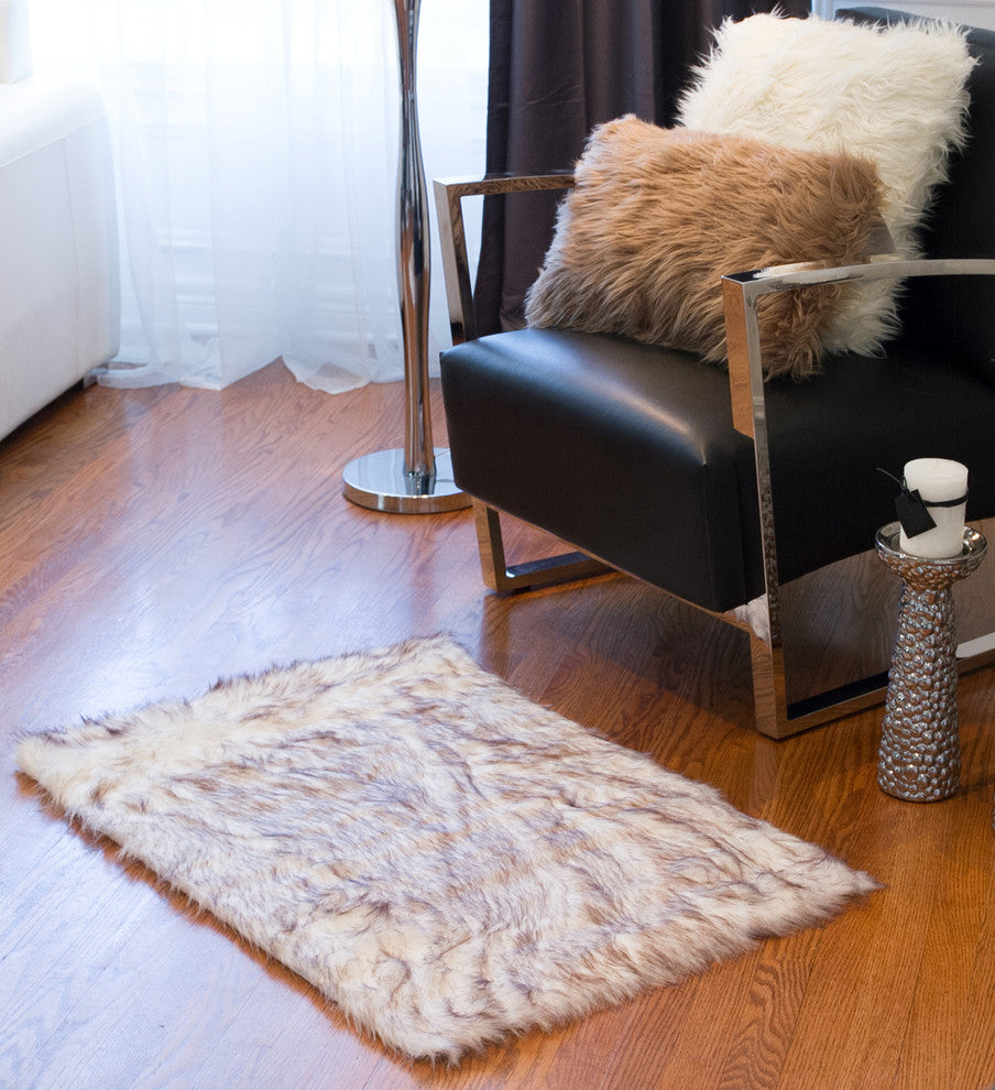 2'x3' Hudson Faux Fur Rectangular Rug, Gradient Chocolate
