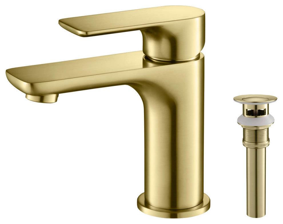 Tender Single Handle Bathroom Sink Faucet, Brushed Gold