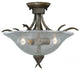 Autumn Patina and Clear Seeded Glass Semi Flush Ceiling Light