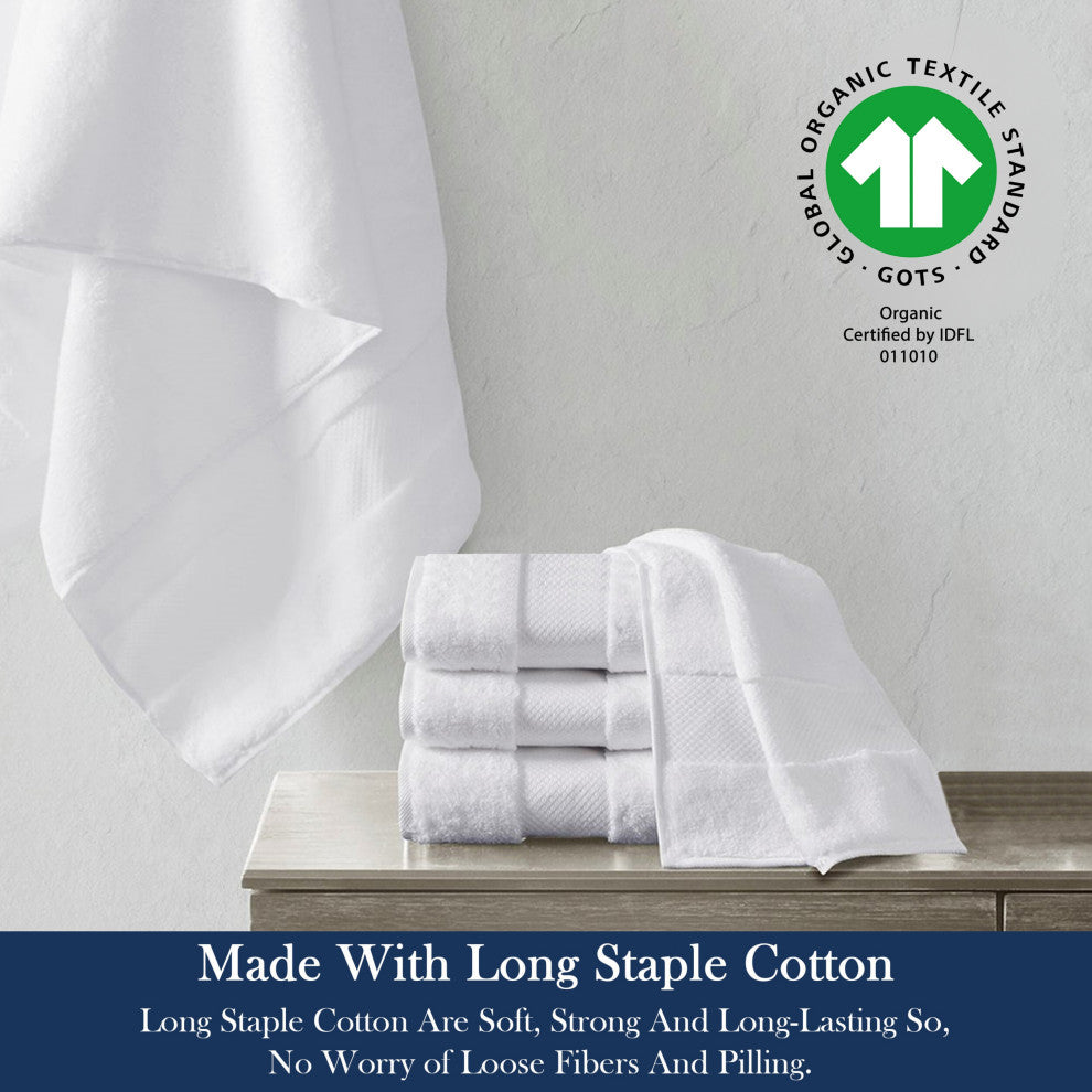 Delara 33-Piece 100% Organic Cotton Plush Bath Towel Sets, 36"x70", White