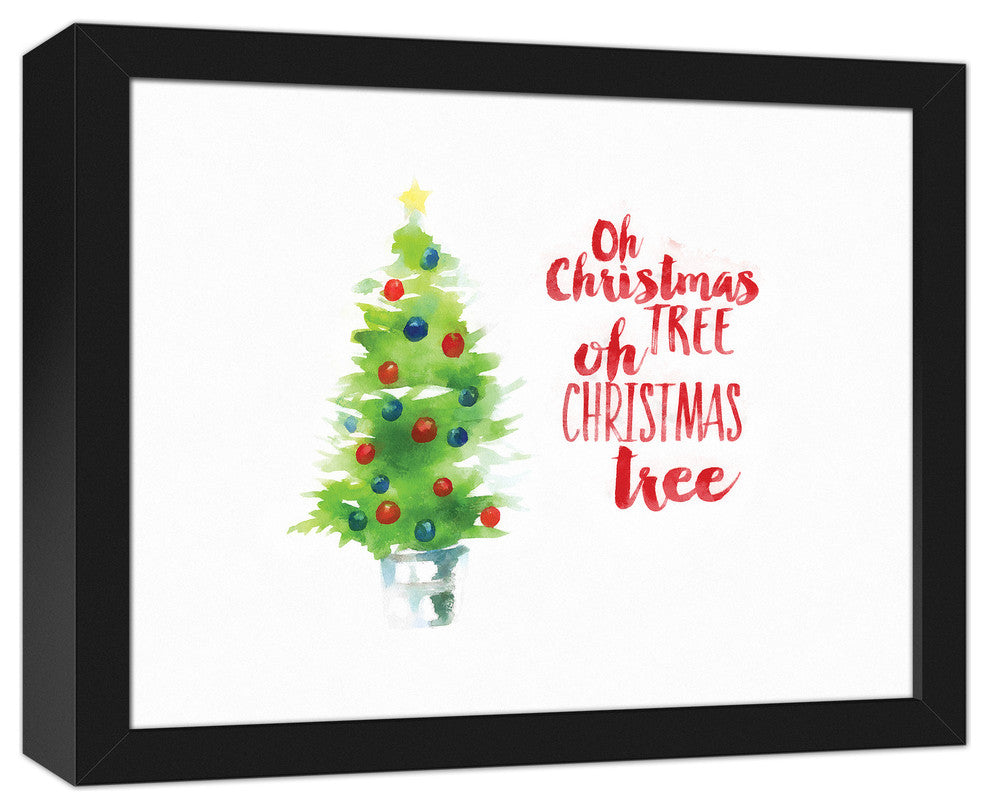 Oh Watercolor Christmas Tree 11x14 Black Framed Canvas