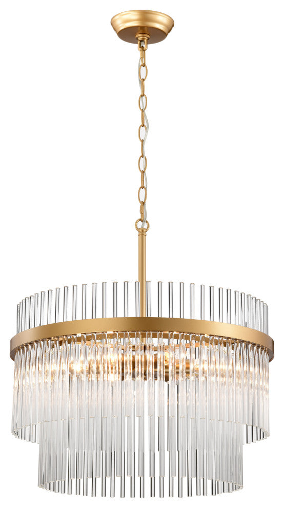 Cervine Glossy Bronze Two-Tier Crystal Glass Bar Round Chandelier