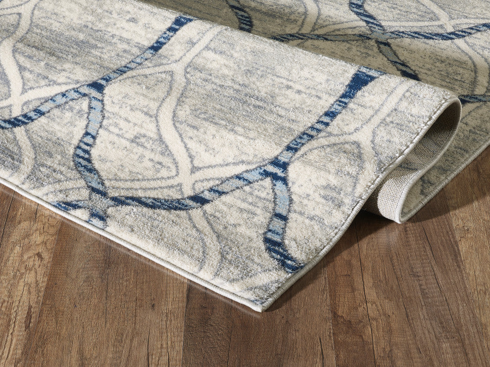 Abani Arto ART130A Geometric Trellis Ivory and Grey Area Rug