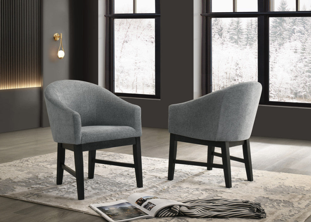 Haven Gray Barrel Dining Chair With Black Finish Legs, Set of 2
