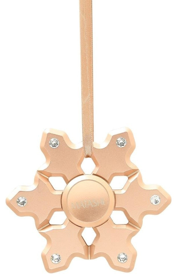 Rose Gold Plated Hanging Christmas Tree Snowflake Spinner Ornament