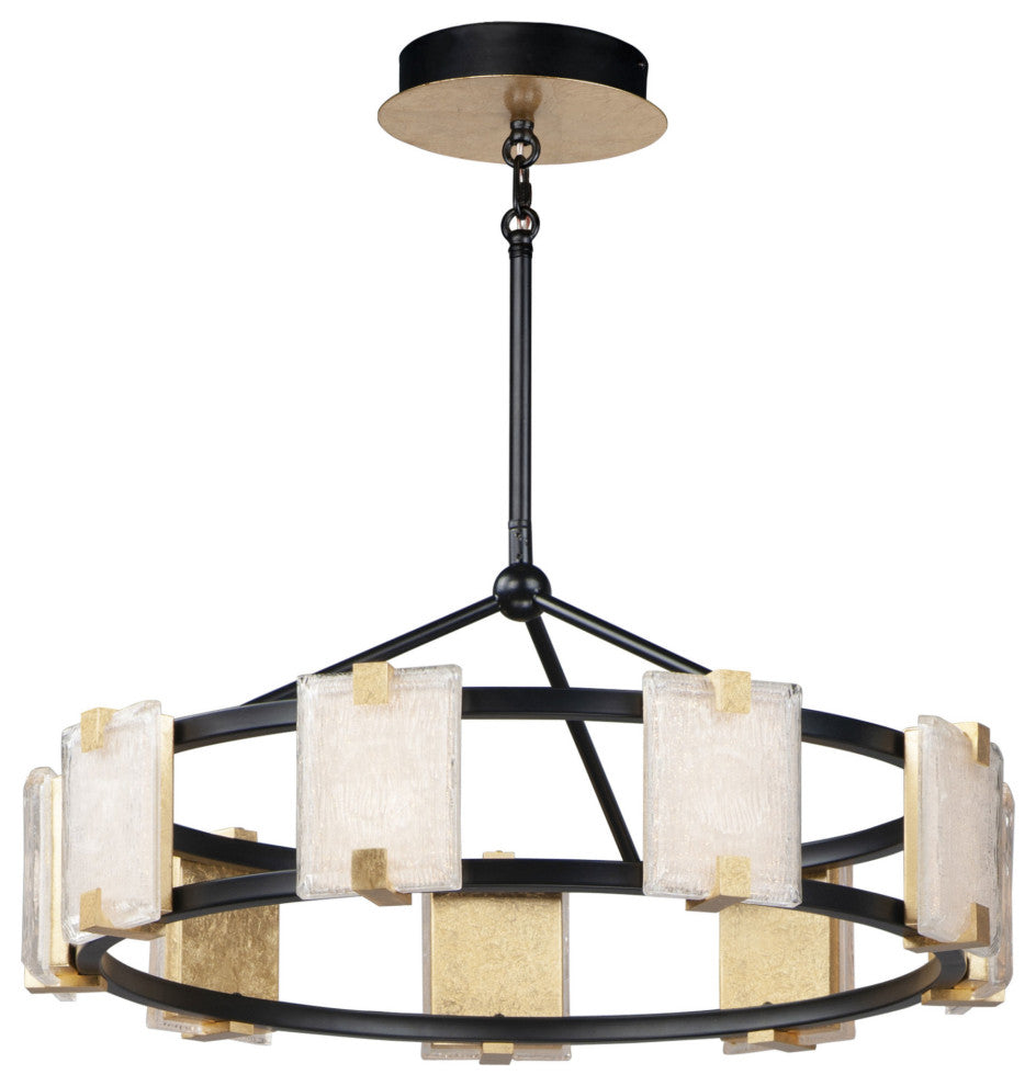 Maxim 39535 Radiant 9 Light 27"W LED Ring Chandelier - Black / Gold Leaf /