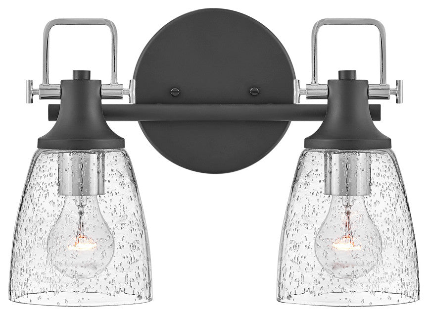 Hinkley Easton 14.5" Two Light Bath Vanity Fixture, Black + Chrome