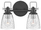 Hinkley Easton 14.5" Two Light Bath Vanity Fixture, Black + Chrome