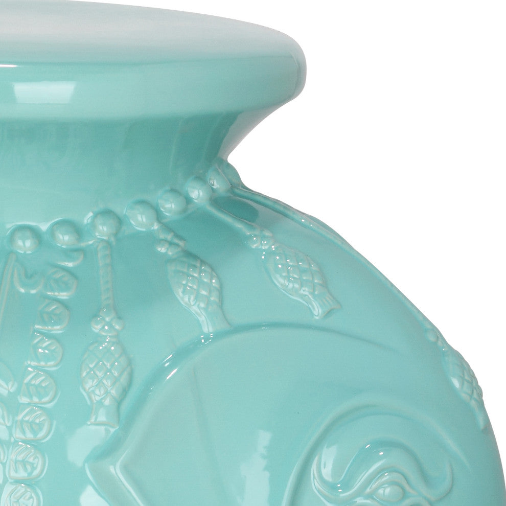 Safavieh Ceramic Elephant Stool, Light Blue