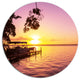 Tropical Beach With Fantastic Sunset, Landscape Disc Metal Artwork, 11"