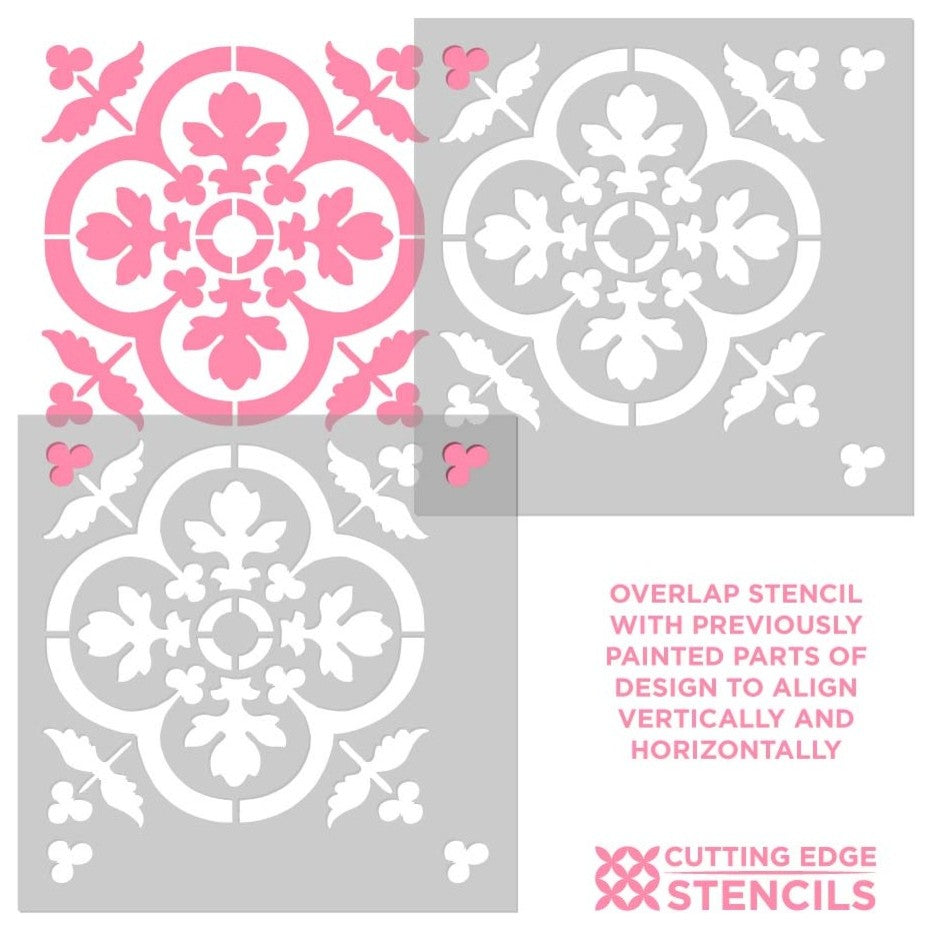Felicity Tile Stencil - DIY Faux Tiles - Cement Tile Stencils, Large