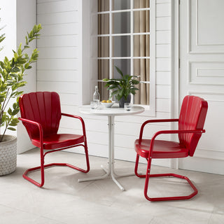 Ridgeland 3-Piece Outdoor Bistro Set, Bright Red Gloss
