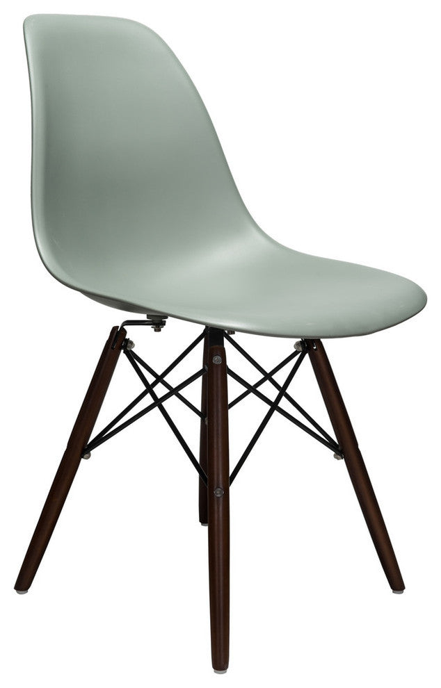Nature Series DSW Molded Dining Chair, Dark Walnut Wood Eiffel Legs, Moss Gray