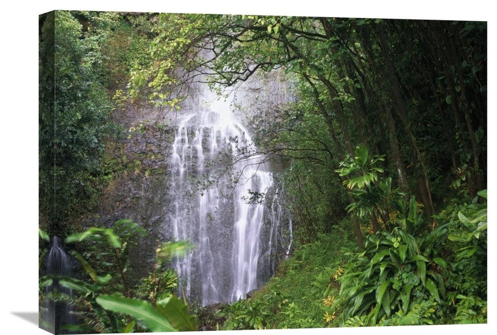 "Waterfall Along Hana Coast, Maui, Hawaii" Artwork, 24" x 18"