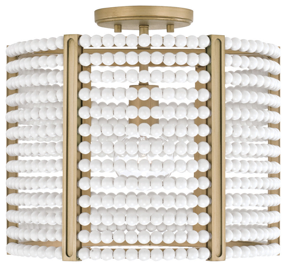 Capital Lighting 247111 Brynn 14"W Semi-Flush Drum Ceiling - Aged Brass Painted