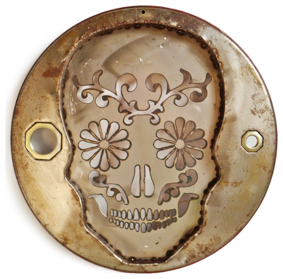 Industrial Pop Art Iron Skull Red & Blue