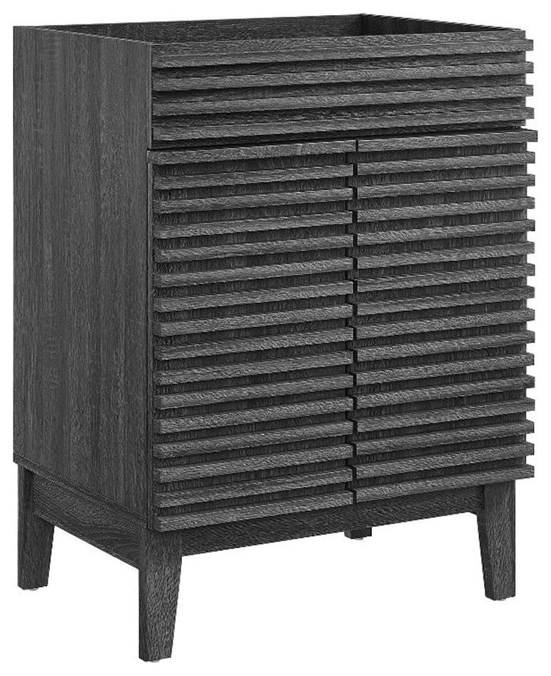 Modway Render Modern Style Wood Bathroom Vanity Cabinet in Charcoal