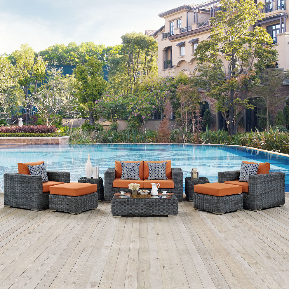 Canvas Tuscan Summon 8-Piece Outdoor Patio Sunbrella Sectional Set