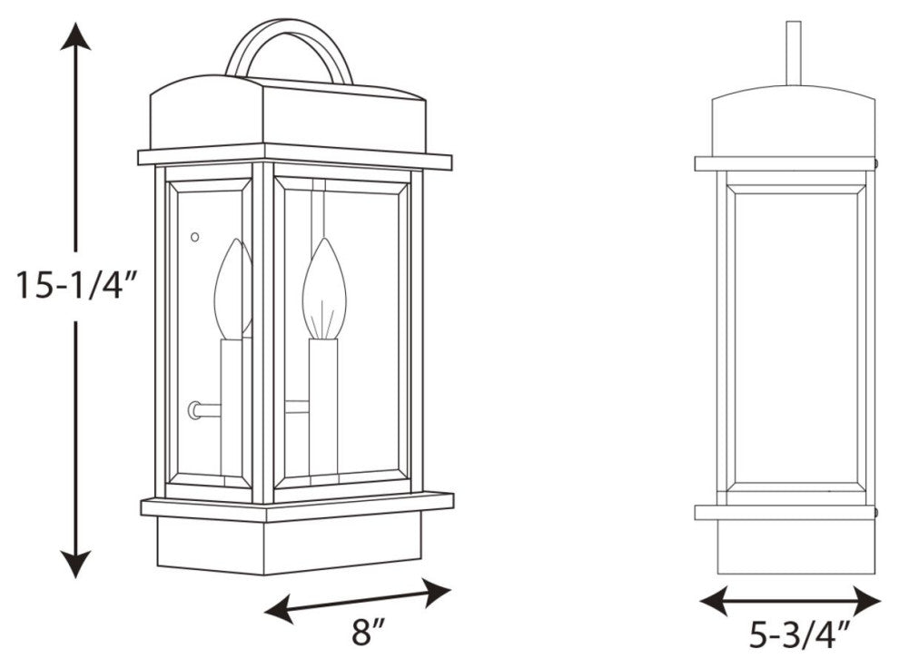 Santee 2-Light Small Wall Lantern, Black