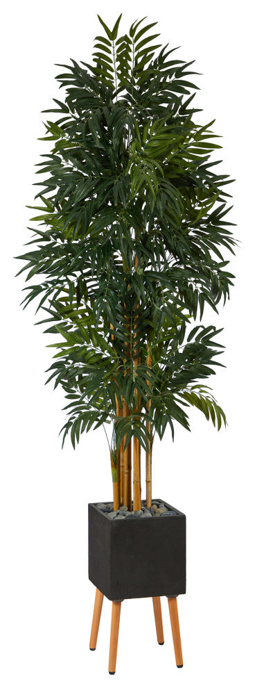 80" Phoenix Artificial Palm tree, Black Planter With Stand