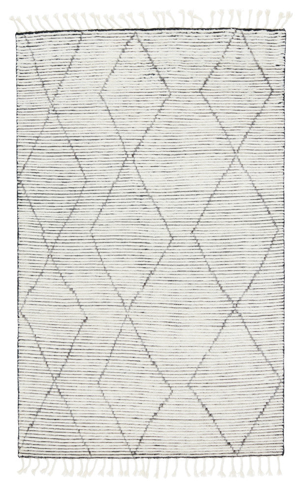 Jaipur Living Ammil Hand-Knotted Trellis Cream/Black Area Rug, 6'x9'