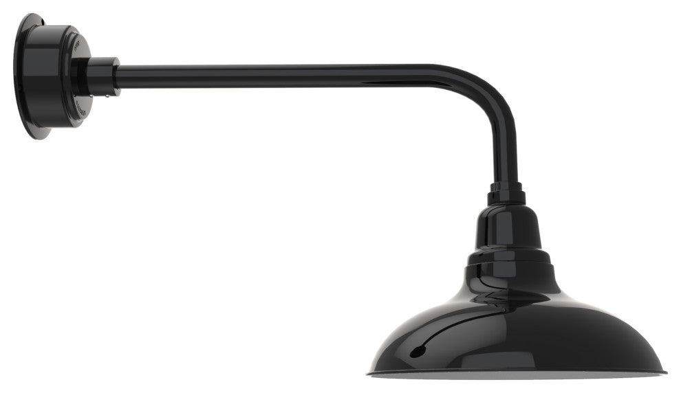 12in.  Black Gooseneck Barn Light with Traditional Arm