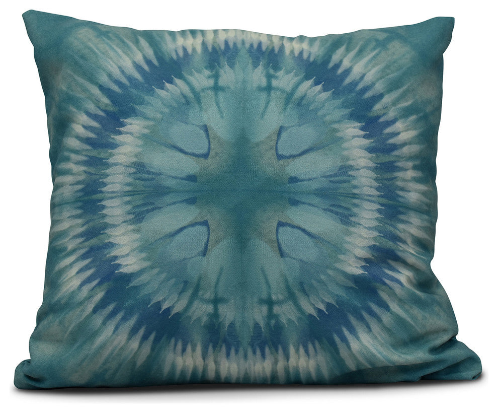Shibori Burst, Geometric Print Outdoor Pillow, Green, 20"x20"