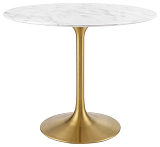 Lippa 36" Round Dining Table, Gold White