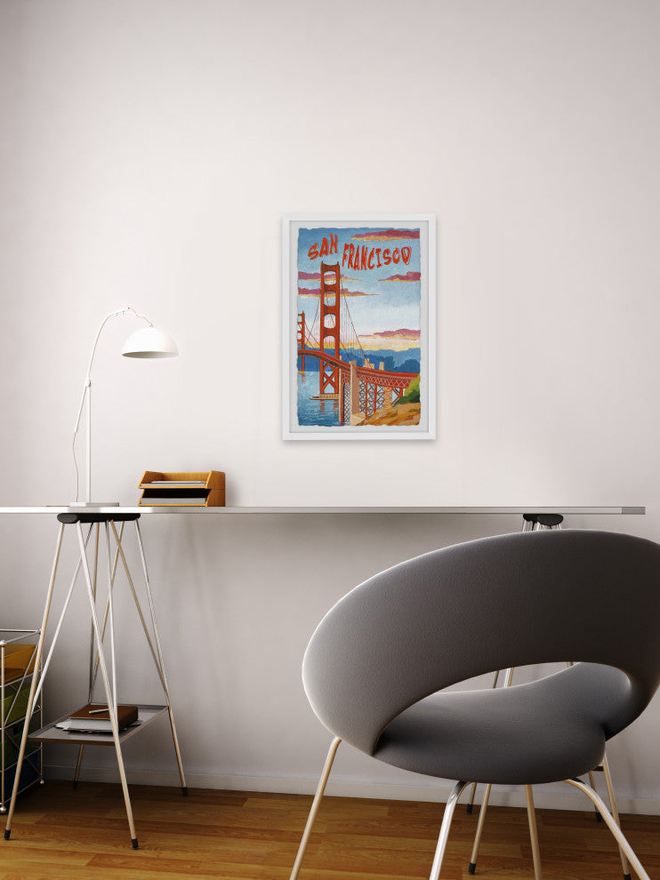 "The Iconic Golden Gate Bridge" Framed Painting Print, 16x24