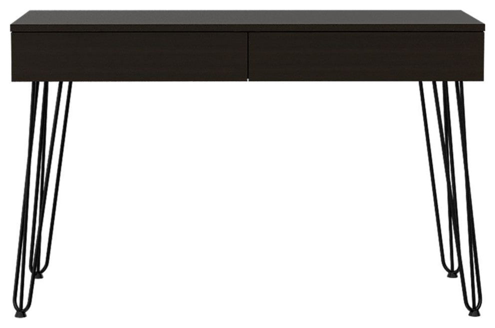 Salamanca Writing Desk with 2 Drawers, Hairpin Legs, Black