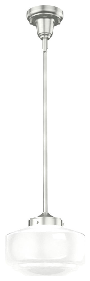 Hunter 10" Saddle Creek Brushed Nickel 1-Light Cased White Glass Pendant Fixture