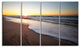 Seashore under Fiery Sunset Sky, Modern Seashore Canvas Art, 48"x28", 4 Panels
