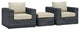 Canvas Antique Beige Summon 3-Piece Outdoor Patio Sunbrella Sectional Set