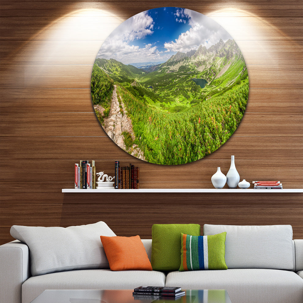 Mountain Trail In Tatras Panorama, Landscape Round Wall Art, 38"
