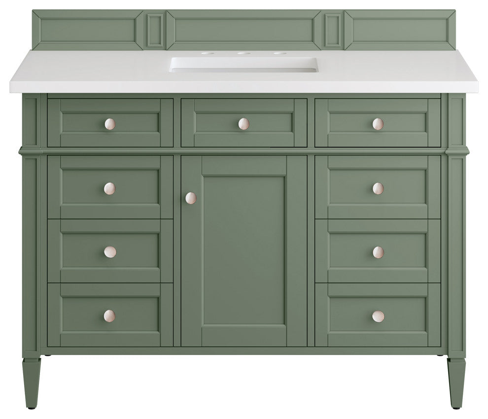 Brittany 60" Double Vanity, Smokey Celadon,  White Zeus Quartz Top