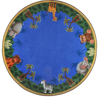 Kid Essentials Rug, Jungle Friends, 7'7" Round