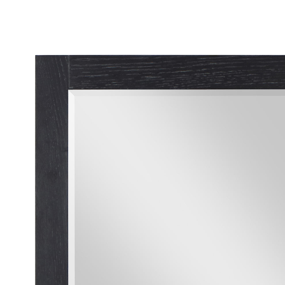 Ivy Rectangular Bathroom Wood Framed Wall Mirror, Black Oak, 28"