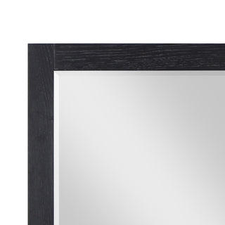 Ivy Rectangular Bathroom Wood Framed Wall Mirror, Black Oak, 28"