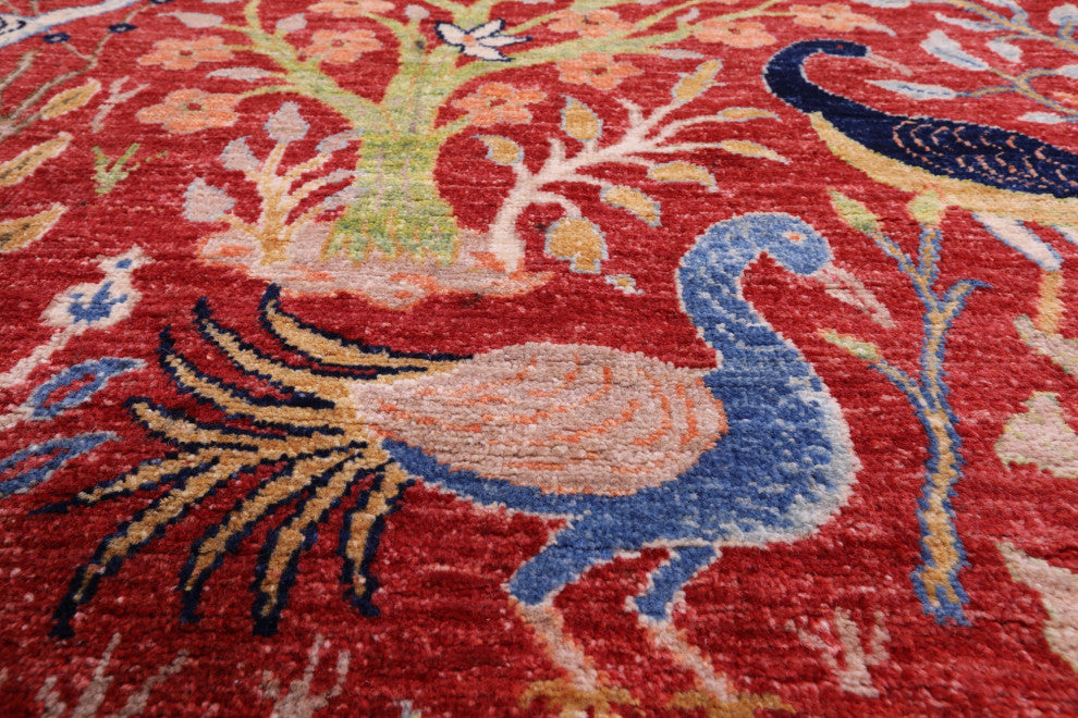 9' 1" X 12' 1" Persian Tree Of Life Hand-Knotted Wool Rug Q7813