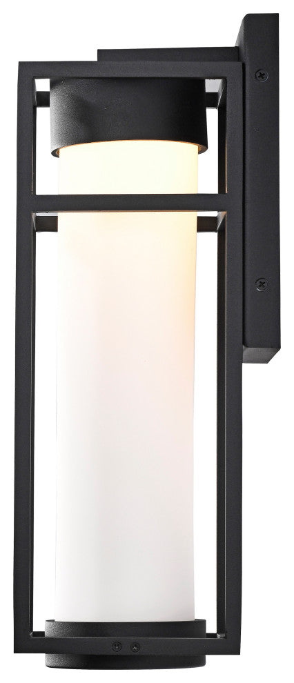 Ledges 6W LED Medium Wall Lantern, Matte Black/White Opal Glass