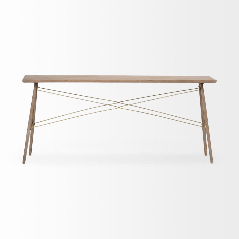 16" Brown Solid Wood 4 Legs Console Table