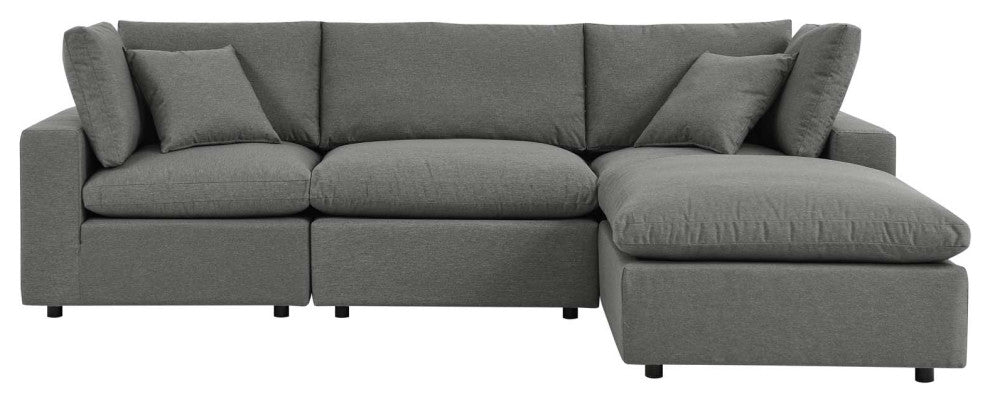 Commix 4-Piece Outdoor Patio Sectional Sofa Charcoal -5580